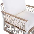 Ensemble de jardin bohème 3 pièces avec 2 chaises longues et une table d'appoint, en corde tressée, pour patio