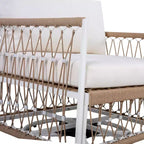 Ensemble de jardin bohème 3 pièces avec 2 chaises longues et une table d'appoint, en corde tressée, pour patio