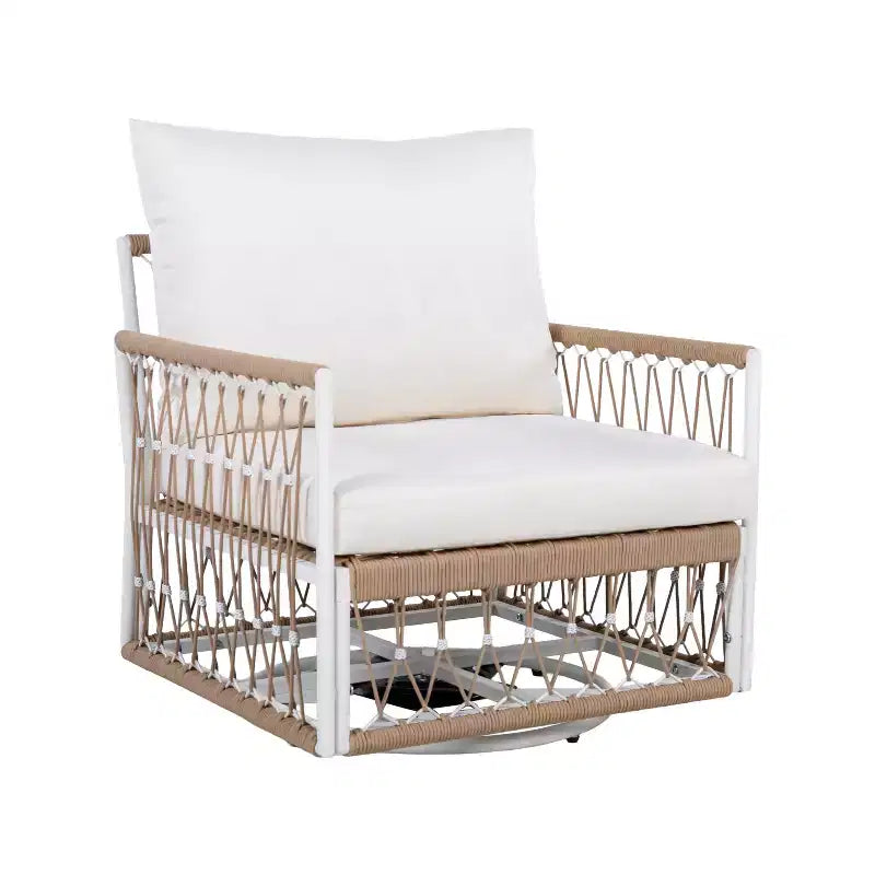 Ensemble de jardin bohème 3 pièces avec 2 chaises longues et une table d'appoint, en corde tressée, pour patio