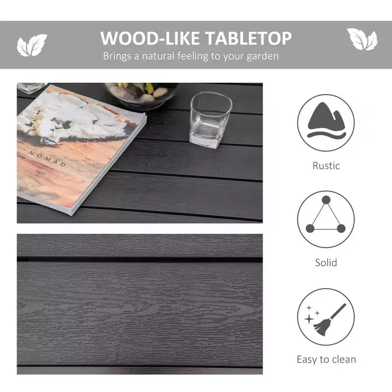 Table à manger de patio pour 4 personnes, table d'extérieur rectangulaire en aluminium pour jardin, pelouse, cour arrière, noire
