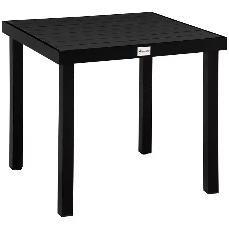 Table à manger de patio pour 4 personnes, table d'extérieur rectangulaire en aluminium pour jardin, pelouse, cour arrière, noire
