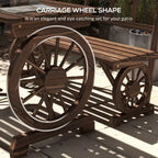 Table et chaises de patio pour 4 personnes, motif roue de chariot, ensemble de mobilier d'extérieur pour jardin, carbonisé