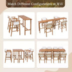 GDFStudio Carter Patio Modern 6-Piece Acacia Wood Counter Height Bar Dining Set with Stools