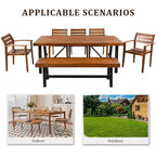 Whisen 7-piece Rustic Wood Outdoor Dining Set - Seats 8, Patio Furniture Set with Removable Cushions, Chairs and Bench, Weather Resistant - Natural
