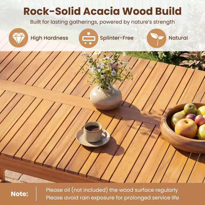 Gymax 5PCS Acacia Wood Dining Set Outdoor Table & Rattan Chairs for Balcony Poolside