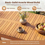 Gymax 5PCS Acacia Wood Dining Set Outdoor Table & Rattan Chairs for Balcony Poolside