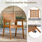 Gymax 5PCS Acacia Wood Dining Set Outdoor Table & Rattan Chairs for Balcony Poolside