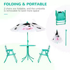 Kids Table and Chair Set, Outdoor Folding Garden Furniture, Picnic Table for Patio Backyard, with Removable & Height Adjustable Sun Umbrella