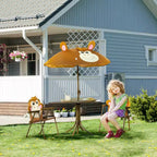 Kids Table and Chair Set, Outdoor Folding Garden Furniture, Picnic Table for Patio Backyard, with Removable & Height Adjustable Sun Umbrella
