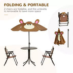 Kids Table and Chair Set, Outdoor Folding Garden Furniture, Picnic Table for Patio Backyard, with Removable & Height Adjustable Sun Umbrella