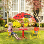 Kids Table and Chair Set, Outdoor Folding Garden Furniture, Picnic Table for Patio Backyard, with Removable & Height Adjustable Sun Umbrella