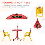 Kids Table and Chair Set, Outdoor Folding Garden Furniture, Picnic Table for Patio Backyard, with Removable & Height Adjustable Sun Umbrella