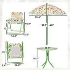 Ensemble Table et Chaises de Pique-nique pour Enfants, Table d'Activités d'Extérieur avec Chaises Pliantes, Parasol Amovible pour Jardin