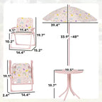 Ensemble Table et Chaises de Pique-nique pour Enfants, Table d'Activités d'Extérieur avec Chaises Pliantes, Parasol Amovible pour Jardin