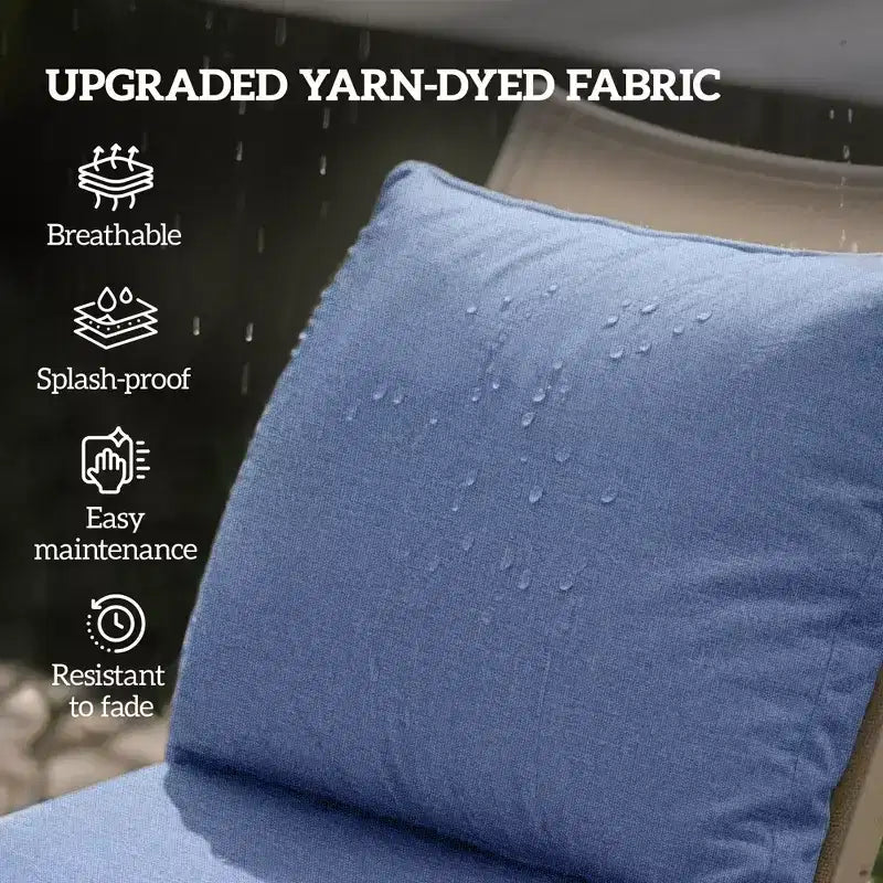 4 Patio Chair Cushions with Seat & Backrest, Fade Resistant Seat Replacement Cushion Set