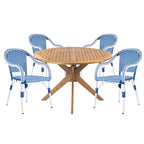 Ensemble de salle à manger d'extérieur 5 pièces en rotin synthétique français Christopher Knight Home Lontine avec table à manger en bois d'acacia