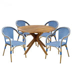 Ensemble de salle à manger d'extérieur 5 pièces en rotin synthétique français Christopher Knight Home Lontine avec table à manger en bois d'acacia
