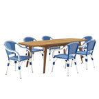Ensemble de salle à manger d'extérieur 7 pièces en rotin synthétique français et bois d'acacia extensible Natacha Christopher Knight Home