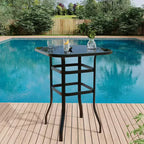 Ensemble de mobilier de bar de jardin 5 pièces avec tabourets pivotants, table à plateau en verre Textilène bleu, ensemble de chaises de bar pivotantes hautes en textilène résistant aux intempéries