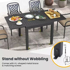 Gymax 7PCS Expandable Outdoor Dining Set w/Slatted Tabletop & Seats for Deck Garden