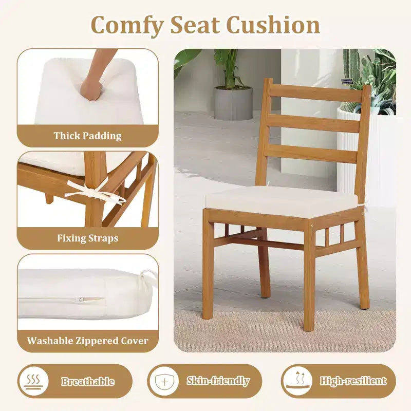Gymax 6PCS Patio Acacia Wood Dining Set w/Bench 1.97 Umbrella Hole Cushions for Yard