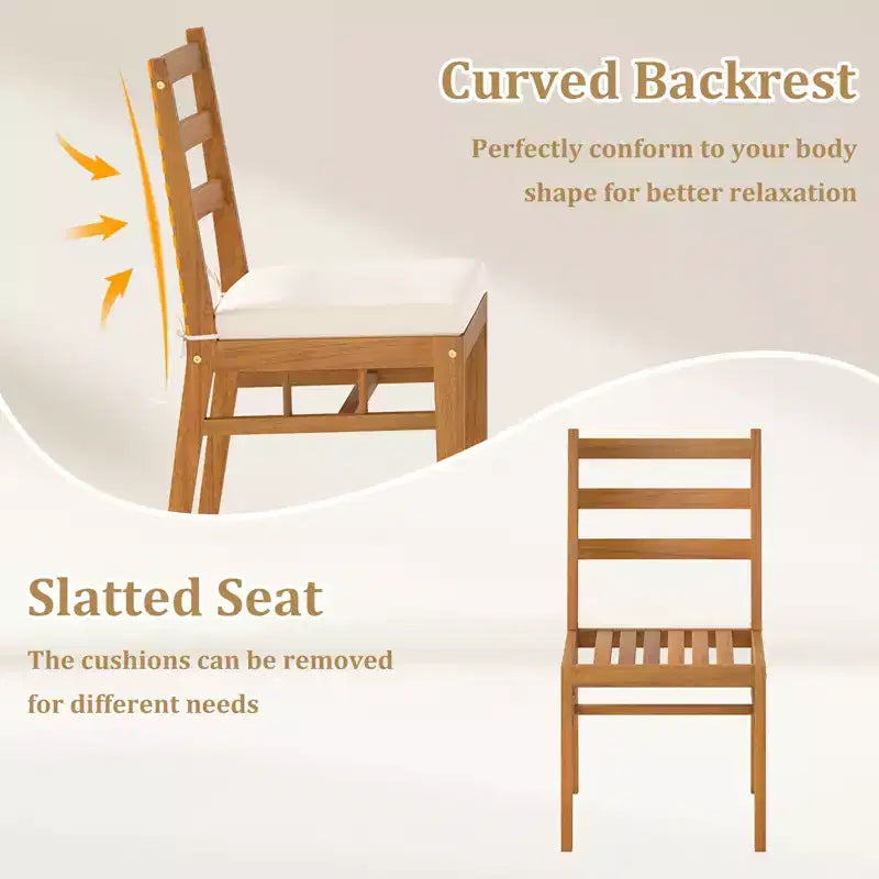 Gymax 6PCS Patio Acacia Wood Dining Set w/Bench 1.97 Umbrella Hole Cushions for Yard