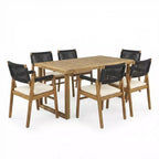 Ensemble de salle à manger d'extérieur 7 pièces Beryle en bois d'acacia et corde avec coussins par Christopher Knight Home