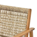 Christopher Knight Home Nadi Farmhouse Acacia Wood Upholstered Dining Set with 6 Wicker Backrest Chairs and Slatted Tabletop