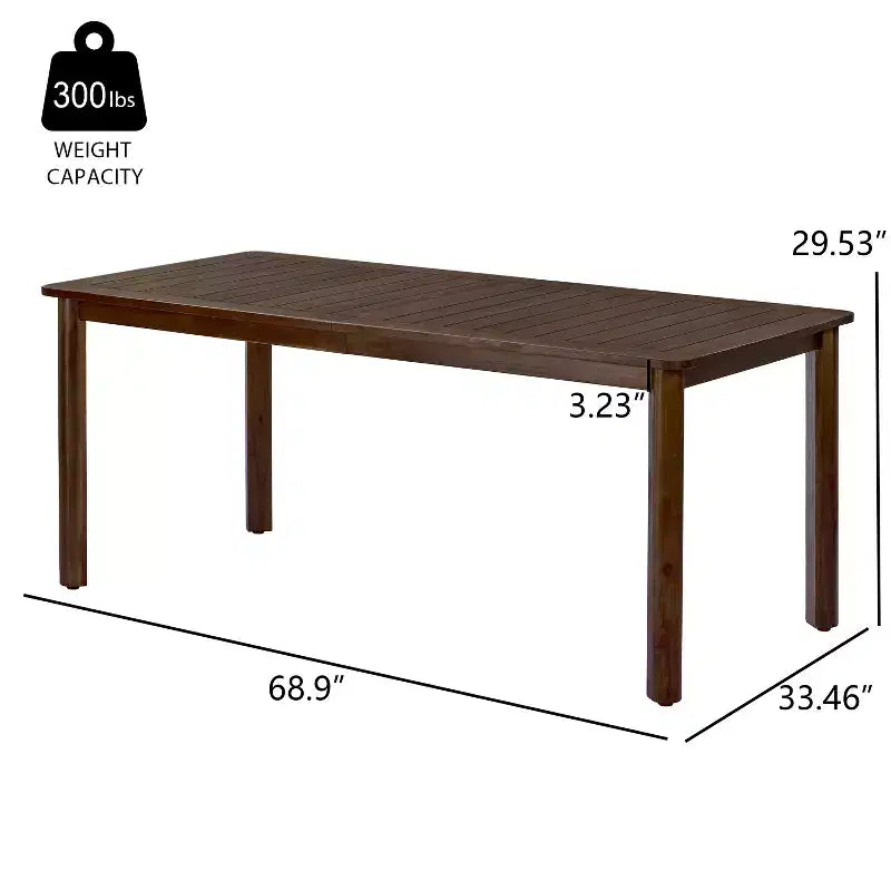 Christopher Knight Home Nadi Farmhouse Acacia Wood Upholstered Dining Set with 6 Wicker Backrest Chairs and Slatted Tabletop