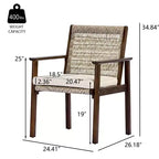 Christopher Knight Home Nadi Farmhouse Acacia Wood Upholstered Dining Set with 6 Wicker Backrest Chairs and Slatted Tabletop