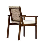 Christopher Knight Home Nadi Farmhouse Acacia Wood Upholstered Dining Set with 6 Wicker Backrest Chairs and Slatted Tabletop