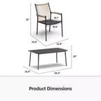 LAUSAINT HOME Ensemble de salle à manger d'extérieur, ensemble table et chaises d'extérieur avec trou pour parasol