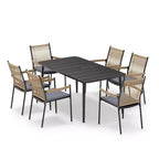 LAUSAINT HOME Ensemble de salle à manger d'extérieur, ensemble table et chaises d'extérieur avec trou pour parasol