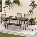 LAUSAINT HOME Ensemble de salle à manger d'extérieur, ensemble table et chaises d'extérieur avec trou pour parasol