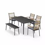 LAUSAINT HOME Ensemble de salle à manger d'extérieur, ensemble table et chaises d'extérieur avec trou pour parasol