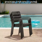 LAUSAINT HOME 5 Pieces Outdoor Dining Sets for 4, 35'' Black Metal Square Table with 1.5'' Umbrella Hole and 4 Stackable