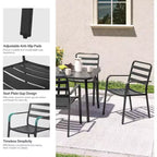 LAUSAINT HOME 5 Pieces Outdoor Dining Sets for 4, 35'' Black Metal Square Table with 1.5'' Umbrella Hole and 4 Stackable