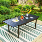Captiva Designs - Table à manger extensible en acier 7 pièces et chaises pivotantes en osier avec coussins épais pour patio