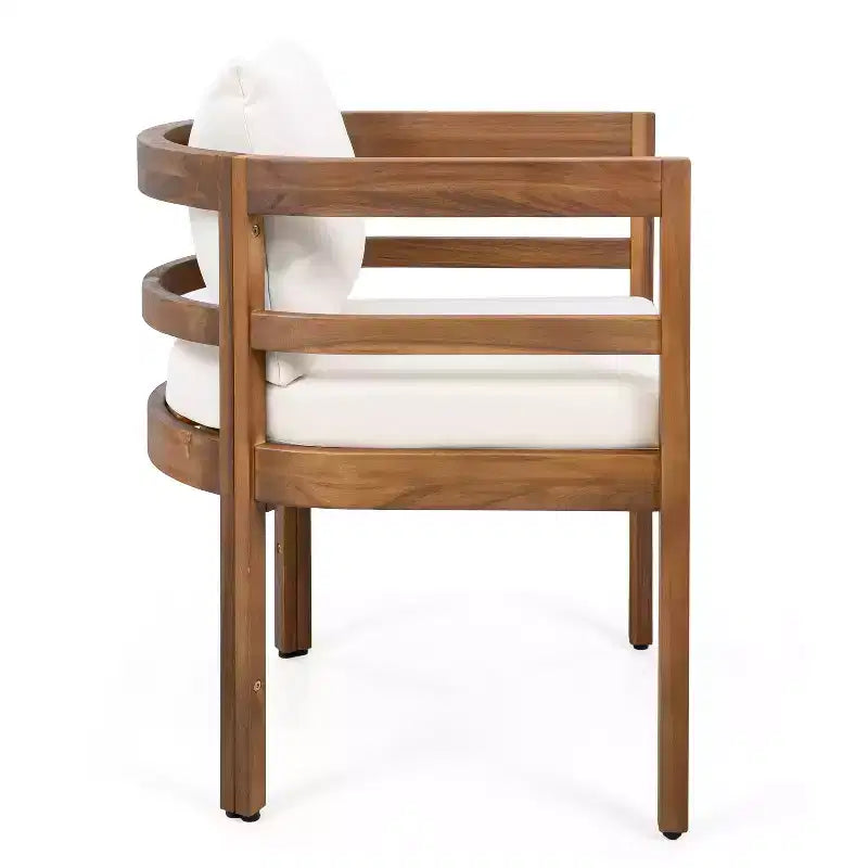 Christopher Knight Home Bennett Patio Rustic 7-Piece Acacia Wood Expandable Dining Table and Chairs Set with Cushions