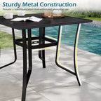 Ensemble repas d'extérieur 5 pièces Costway, 4 chaises pivotantes et table de patio carrée avec trou pour parasol Noir + Marron/Noir