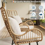 Wicker Patio Chairs Set of 4, Outdoor Rattan Furniture with Cushions & Pillows, Boho Patio Chairs for Porch, Garden, All-Weather, Easy Assembly