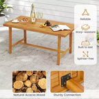 Costway 7PCS Patio Dining Set, Acacia Wood Table & 6 Armchairs with Padded Seat Cushions