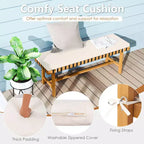 Costway 7PCS Patio Dining Set, Acacia Wood Table & 6 Armchairs with Padded Seat Cushions