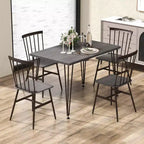 Costway Ensemble de salle à manger 5 pièces pour 4 personnes Table de cuisine rectangulaire et 4 chaises avec cadre en métal Gris Chêne
