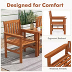 Costway 3 PCS Patio Bistro Table and Chairs Set w/ Umbrella Hole for Garden Poolside