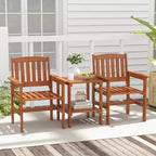 Costway 3 PCS Patio Bistro Table and Chairs Set w/ Umbrella Hole for Garden Poolside