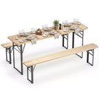 Costway 3-Piece Folding Picnic Table with Benches for 6,Fir Wood&Metal Frame for Patio