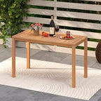 Costway 3 PCS Acacia Wood Patio Dining Set with Slatted Seats for Deck, Lawn and Backyard