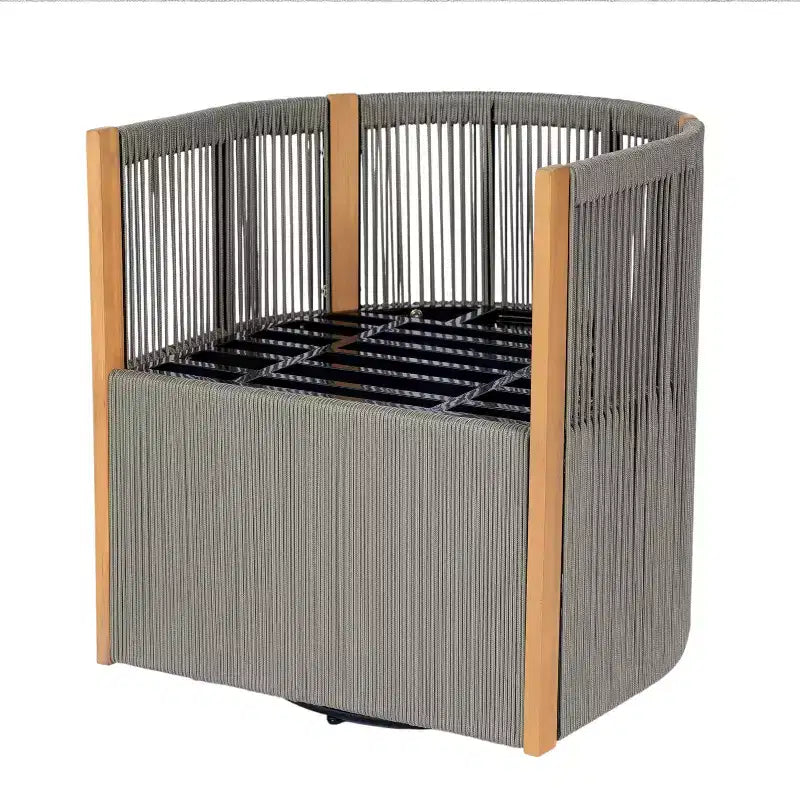Christopher Knight Home Oliver Outdoor Patio 5-Piece Acacia Wood and Rope Swivel Dining Set with Cushions, Table and 4 Chairs