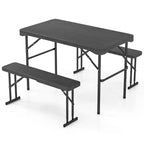 Costway Table et bancs d'extérieur pliants, ensemble de pique-nique avec 2 bancs et cadre en métal robuste